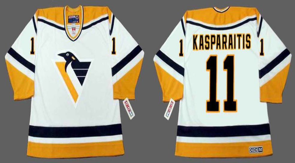 2019 Men Pittsburgh Penguins #11 Kasparaitis White CCM NHL jerseys